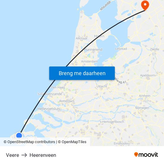 Veere to Heerenveen map