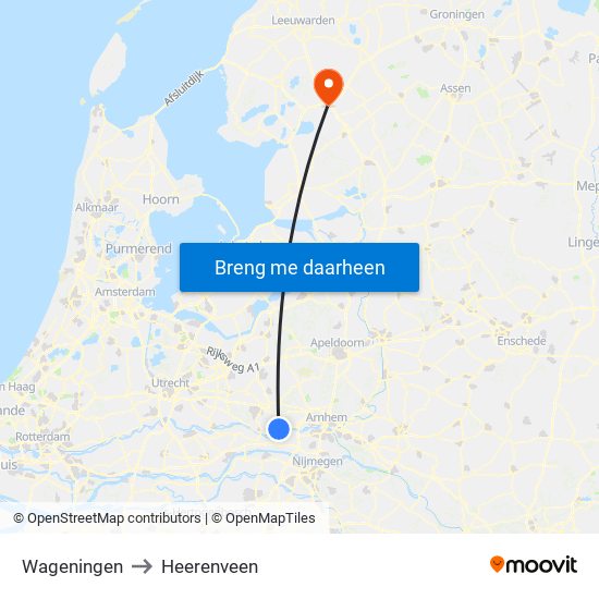 Wageningen to Heerenveen map