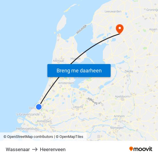 Wassenaar to Heerenveen map