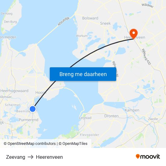 Zeevang to Heerenveen map