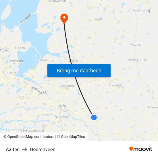 Aalten to Heerenveen map