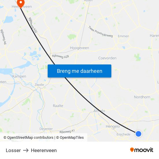 Losser to Heerenveen map