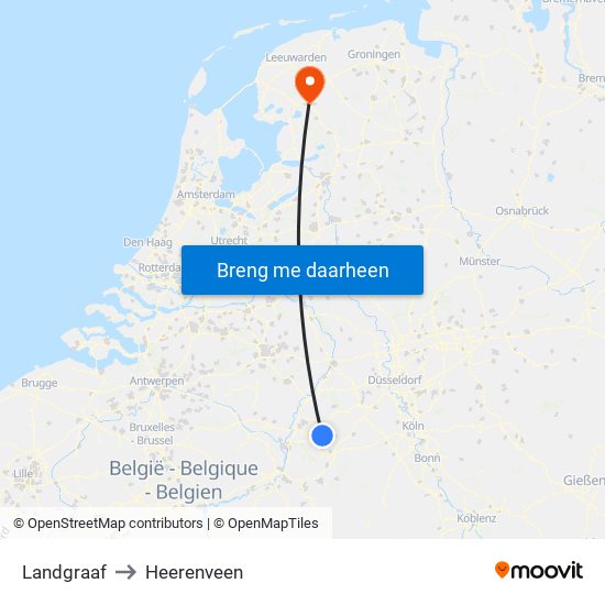 Landgraaf to Heerenveen map