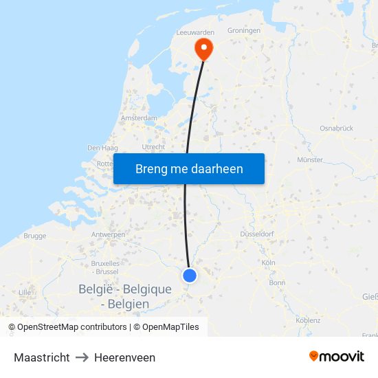 Maastricht to Heerenveen map
