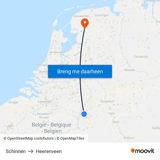Schinnen to Heerenveen map
