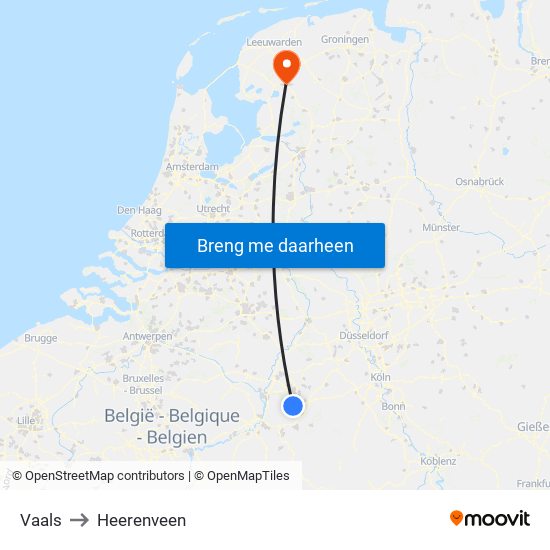 Vaals to Heerenveen map