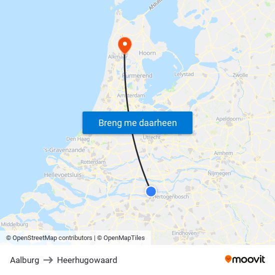 Aalburg to Heerhugowaard map