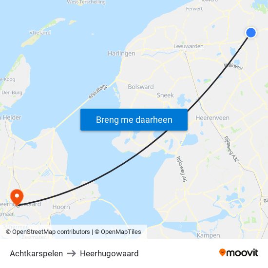 Achtkarspelen to Heerhugowaard map