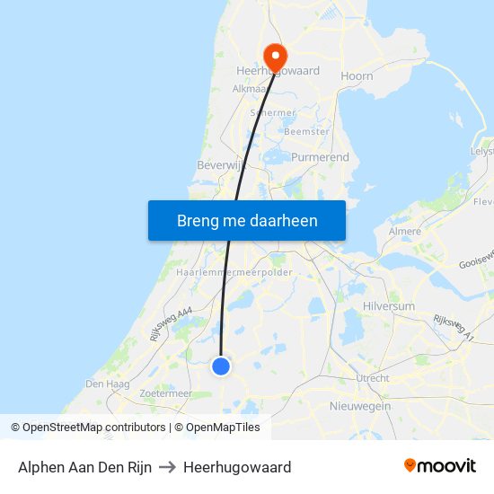 Alphen Aan Den Rijn to Heerhugowaard map