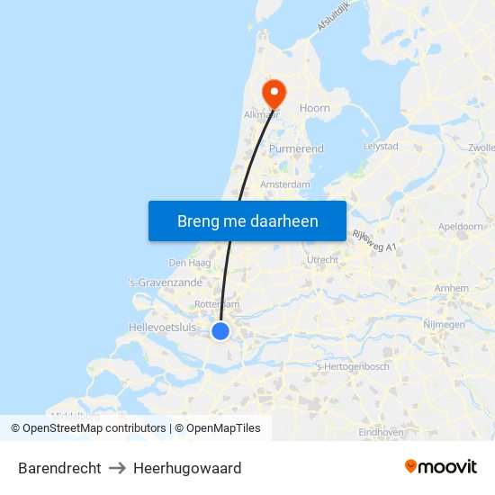 Barendrecht to Heerhugowaard map