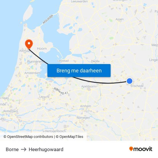 Borne to Heerhugowaard map