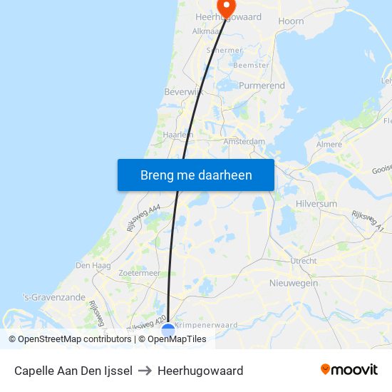 Capelle Aan Den Ijssel to Heerhugowaard map