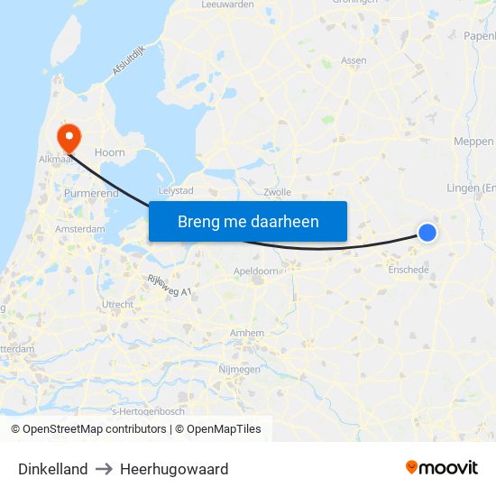 Dinkelland to Heerhugowaard map