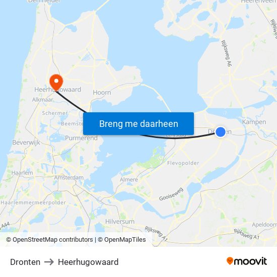 Dronten to Heerhugowaard map