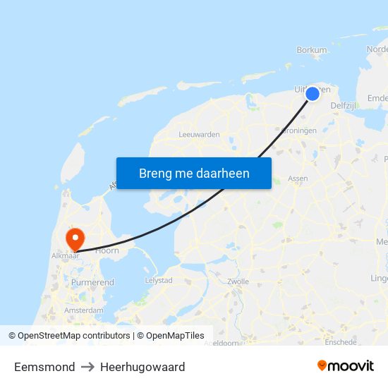 Eemsmond to Heerhugowaard map