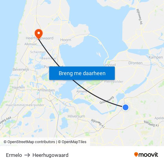 Ermelo to Heerhugowaard map