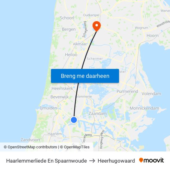 Haarlemmerliede En Spaarnwoude to Heerhugowaard map