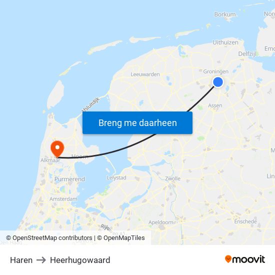 Haren to Heerhugowaard map