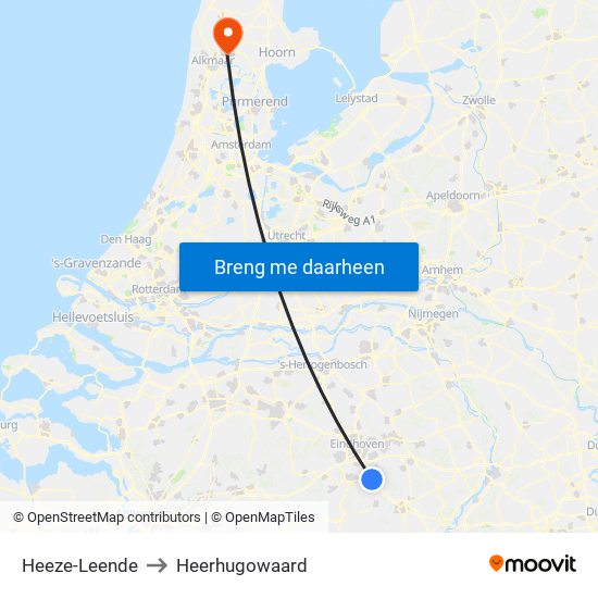 Heeze-Leende to Heerhugowaard map