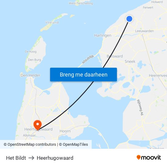 Het Bildt to Heerhugowaard map