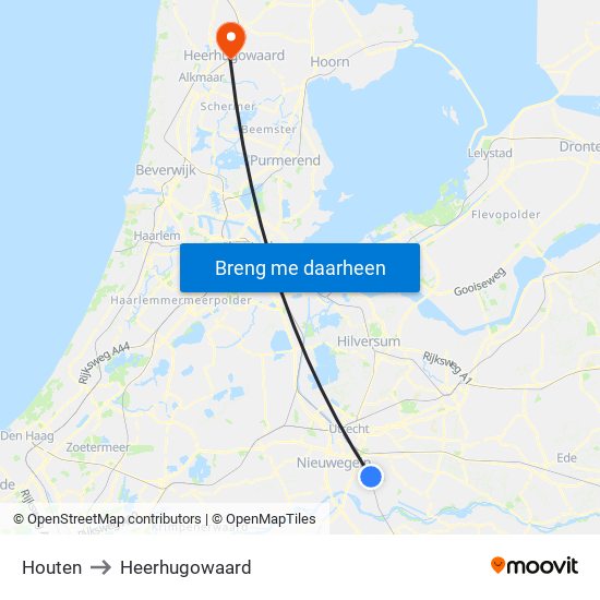 Houten to Heerhugowaard map