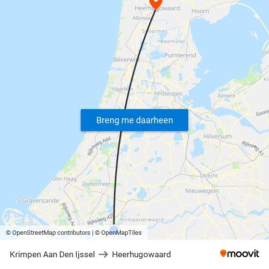 Krimpen Aan Den Ijssel to Heerhugowaard map