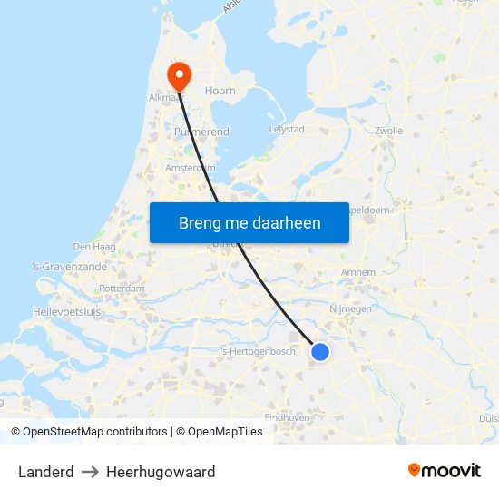 Landerd to Heerhugowaard map