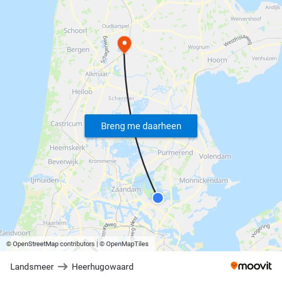 Landsmeer to Heerhugowaard map