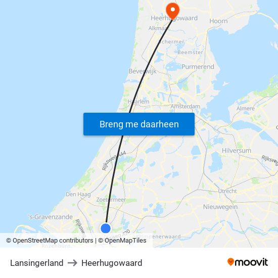 Lansingerland to Heerhugowaard map