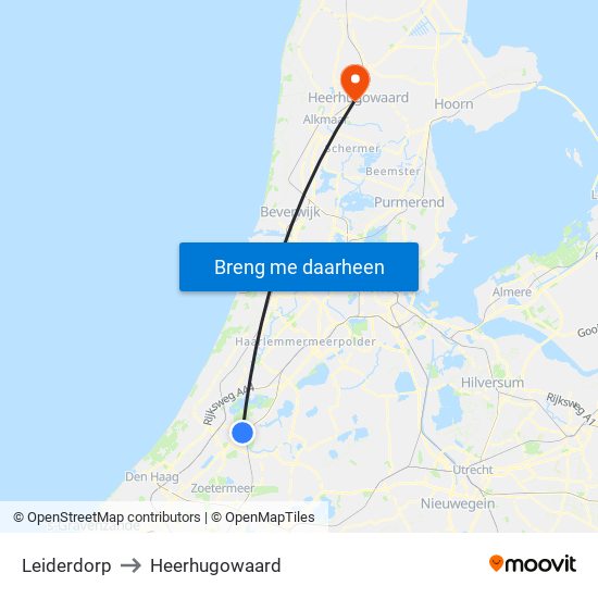 Leiderdorp to Heerhugowaard map