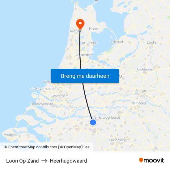Loon Op Zand to Heerhugowaard map