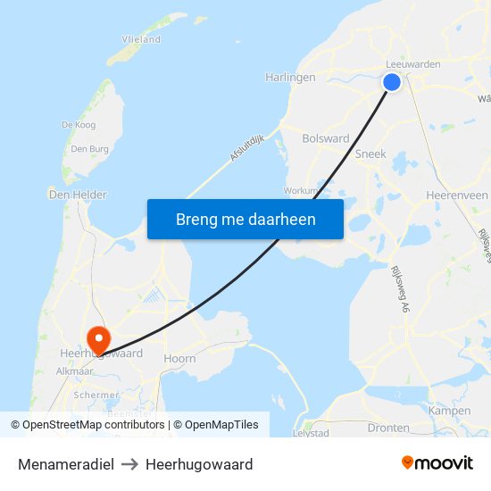 Menameradiel to Heerhugowaard map