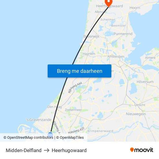 Midden-Delfland to Heerhugowaard map
