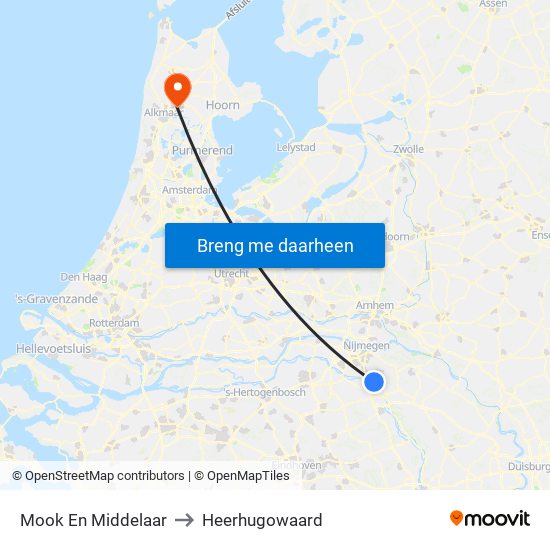 Mook En Middelaar to Heerhugowaard map