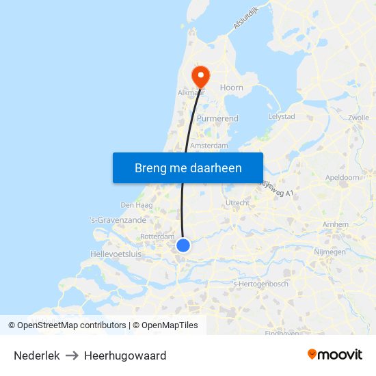 Nederlek to Heerhugowaard map