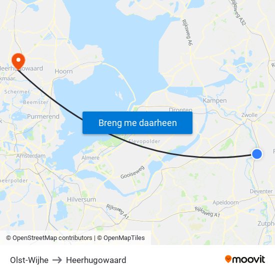 Olst-Wijhe to Heerhugowaard map