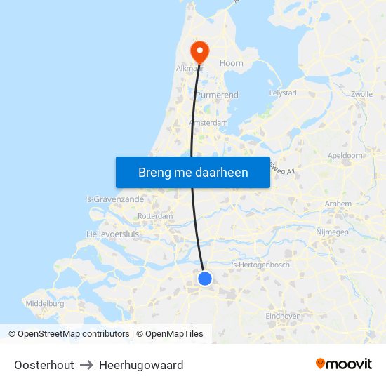 Oosterhout to Heerhugowaard map