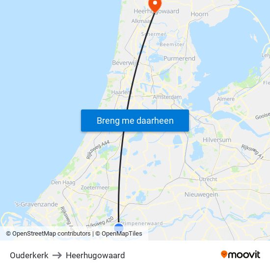 Ouderkerk to Heerhugowaard map