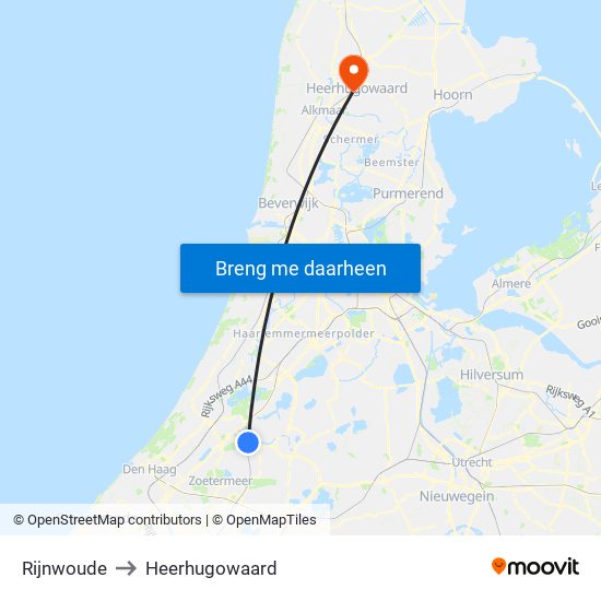Rijnwoude to Heerhugowaard map