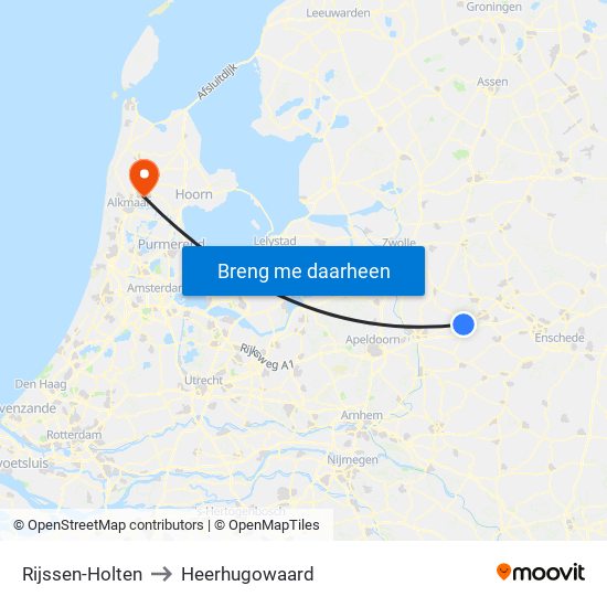 Rijssen-Holten to Heerhugowaard map