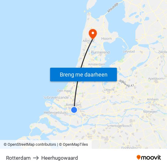 Rotterdam to Heerhugowaard map