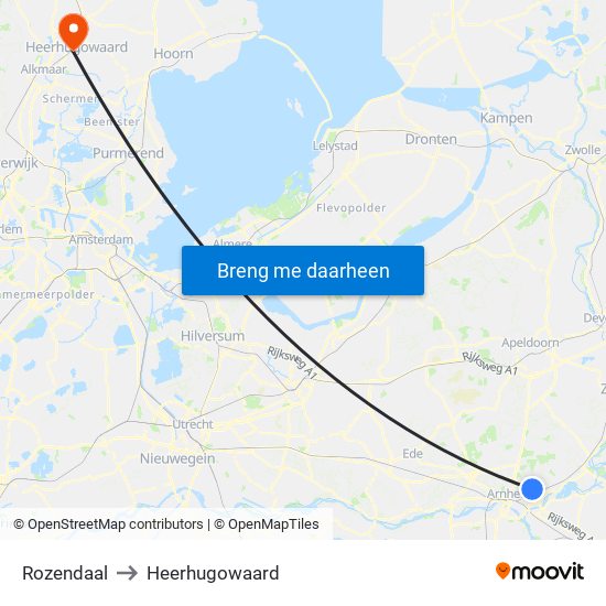 Rozendaal to Heerhugowaard map