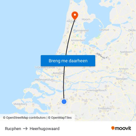 Rucphen to Heerhugowaard map
