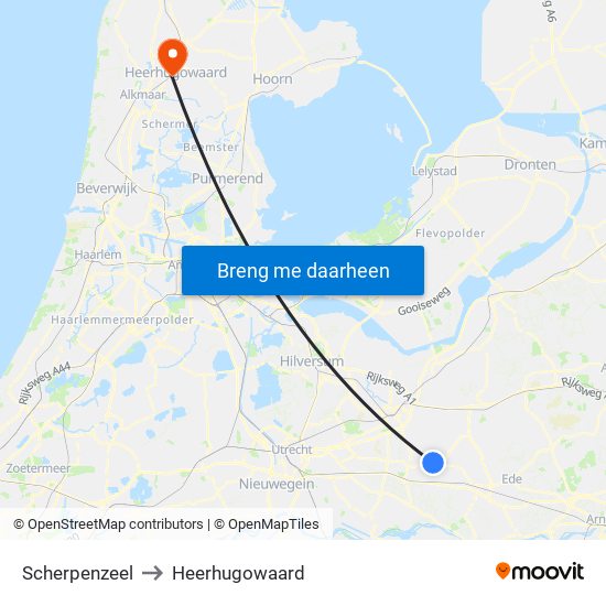 Scherpenzeel to Heerhugowaard map