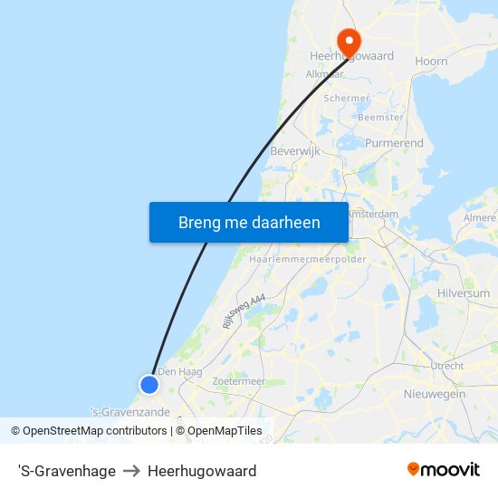 'S-Gravenhage to Heerhugowaard map