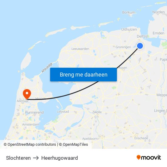 Slochteren to Heerhugowaard map