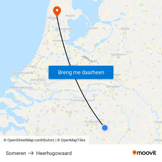 Someren to Heerhugowaard map