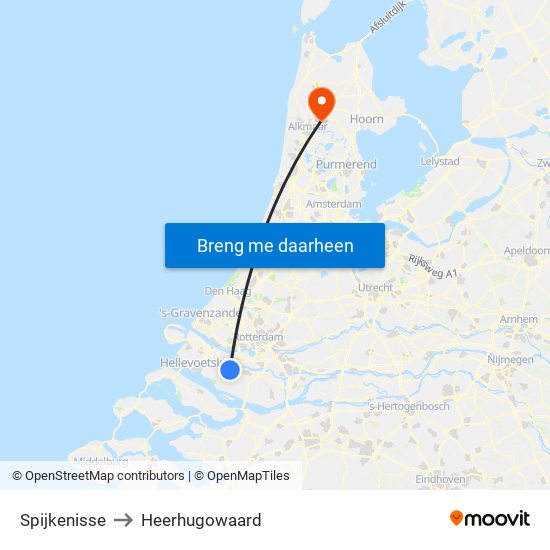 Spijkenisse to Heerhugowaard map