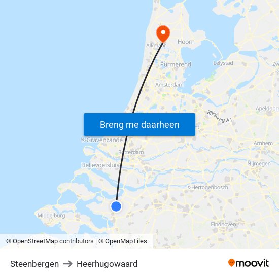 Steenbergen to Heerhugowaard map