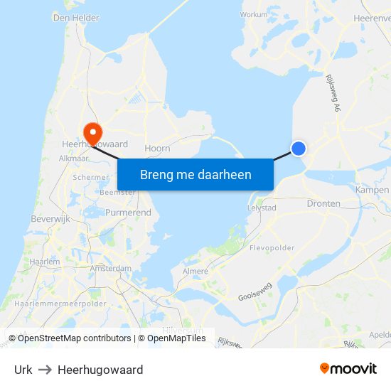 Urk to Heerhugowaard map